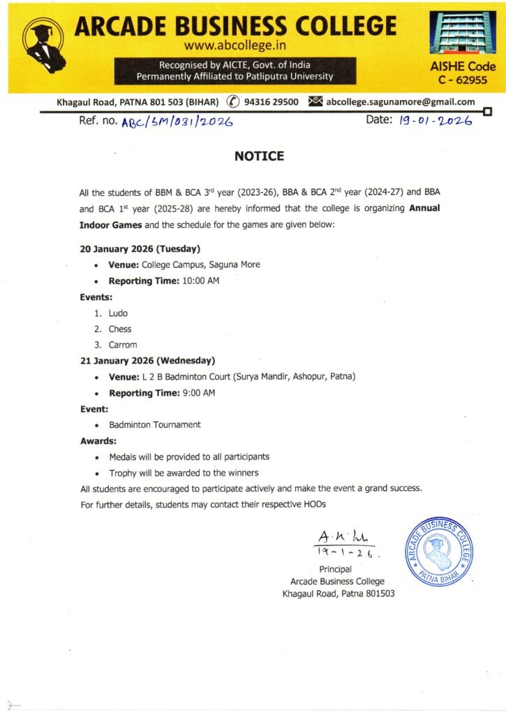 NOTICE: ANNUAL INDOOR GAMES